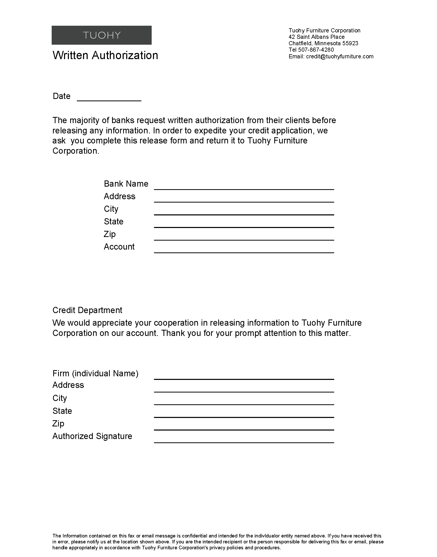 Application for Credit fillable