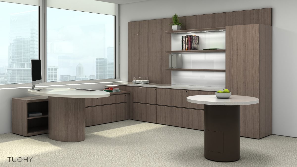 U-Shape Office with Round Table 114771-2
